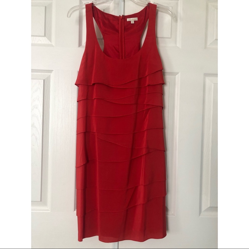 Shoshanna Size 10 tomato layered cocktail dress